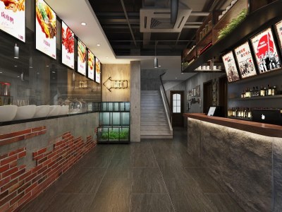 工业风餐饮店3D模型下载